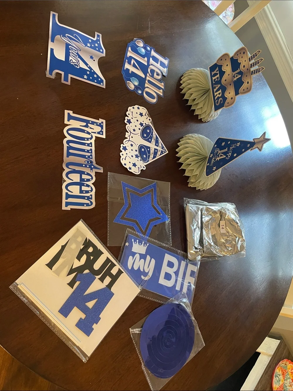 Blue 'Bruh I'm 14' Birthday Backdrop Banner